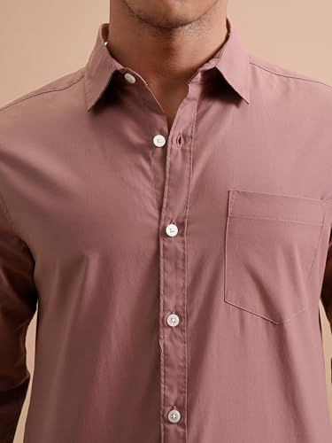 Image of Highlander Men's Slim Fit Shirts | Solid | Long Sleeves | Spread Collar | Casual Shirts | Men Shirts Dusty Rose