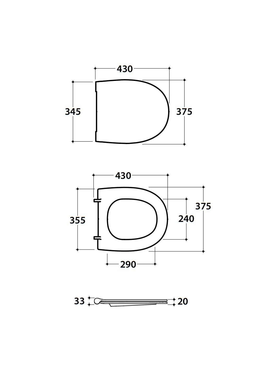 Ceramica Globo Original 4ALL Soft Close WC-Sitz MDO22BI; mit rutschfester Stoßstange, langsam schließender Toilettensitz; weiß; für Vase 48 x 37; und zu reinigen