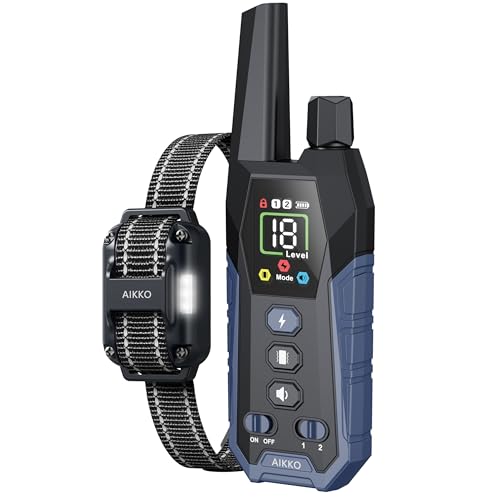 Aikko Professional Dog Shock Collar with Remote - 3300FT Training Collar for Small Medium Large Dogs, IPX7 Waterproof Rechargeable eCollar with 4 Training Modes for No-Pull Stubborn Dogs (Navy Blue)