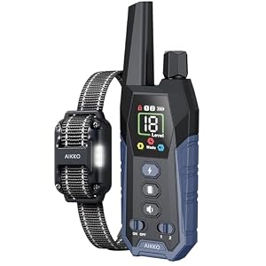 Aikko Professional Dog Shock Collar with Remote – 3300FT Training Collar for Small Medium Large Dogs, IPX7 Waterproof Rechargeable eCollar with 3 Training Modes for No-Pull Stubborn Dogs (Navy Blue)