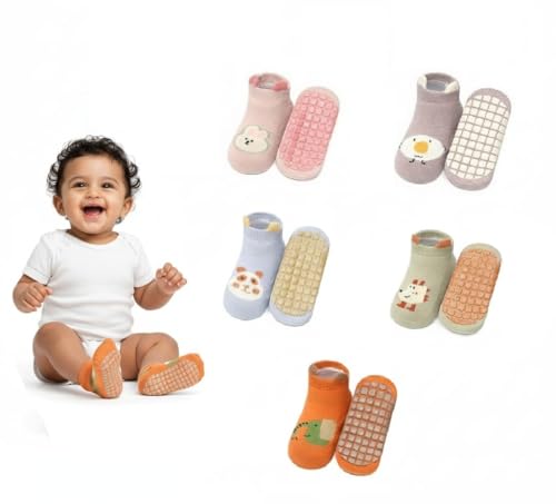 TONY STARK 5 Pairs Ultra-Soft Cotton Baby Socks Set, Antislip Socks for New Born Baby 0-3 Years, Non Slip Grip Ankle Socks with Non Skid Soles for Infants Baby Shower Gifts – Random colors TONY STARK 5 Pairs Ultra-Soft Cotton Baby Socks Set, Antislip Socks for New Born Baby 0-3 Years, Non Slip Grip Ankle Socks with Non Skid Soles for Infants Baby Shower Gifts – Random colors