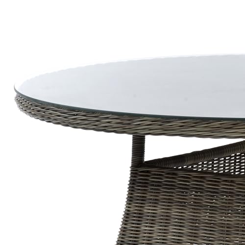 BrackenStyle Regent Rattan 150cm Round Table - 1.5m Diameter Tempered Glass Top - 40mm Parasol Hole - Durable Brown Weave - Commercial Standard Outdoor Garden Dining Table 3 BrackenStyle Regent Rattan 150cm Round Table - 1.5m Diameter Tempered Glass Top - 40mm Parasol Hole - Durable Brown Weave - Commercial Standard Outdoor Garden Dining Table - Image 3