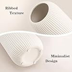 White Ceramic Vase for Flowers, Tall Home Decor Vase with Ribbed Texture, Vases for Centerpieces, Farmhouse Decor, Living Room, Christmas Decor Bedroom, Table, and Kitchen Shelf (10.2 in) - Image 5