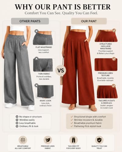 Image of Jawdrobe Women's Pure Cotton Flare Palazzo Pant | Wide Leg Trouser | Casual Office Wear | Relaxed Fit- Semi-Elastic High Waist