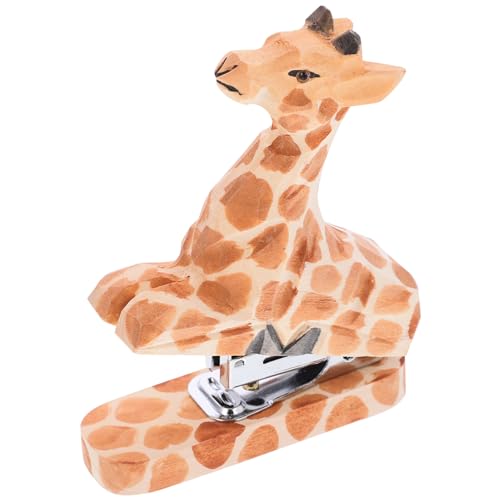 Agrafeuse en bois fait main en forme de girafe : l'accessoire de bureau sculpté original