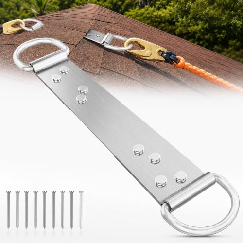 18 Permanent Roof Anchor Bracket - Double D-Ring Fall Protection Roof Safety Anchor Lightweight & Discreet Design Roof Anchor for 12 Ridge Roof Anchor Kit on Wood/Metal Roof ANSI/OSHA Certified