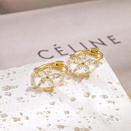 Image of DAILY VIBES Dainty Butterfly Cross CZ Small Huggie Hoop Earrings for Women