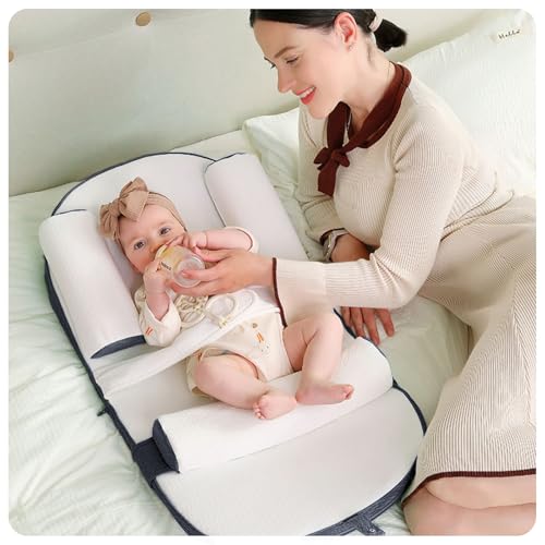 Favarey Baby Lounger, Baby Lounger Pillow for Newborn, 0-30° Adjustable Infant Travel Bed, Soft Washable Baby Nest for Sleeping, Relieves Vomiting Milk & Colic