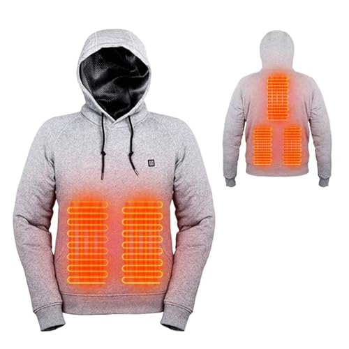 Pull thermique chauffant USB FGRID et sweat léger à capuche avec poche kangourou gris