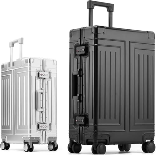 Travel Suitcases with Wheels Aluminum Magnesium Alloy Trolley Case Universal Wheel Metal Suitcase Portable All Aluminum Suitcase Suitcase for Outdoor Travel(Size:24in,Color:D)3