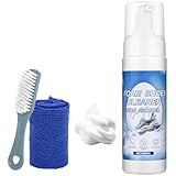 Flamint Schuhputzset, 200ml Sneaker Reiniger Schaum mit Bürste & Handtuch, Zum Entfernen von Flecken & Schmutz Ohne Ausspülen, Geeignet Für Weiße Schuhe, Leder, Wildleder, Stiefel, Segeltuch, Stoff