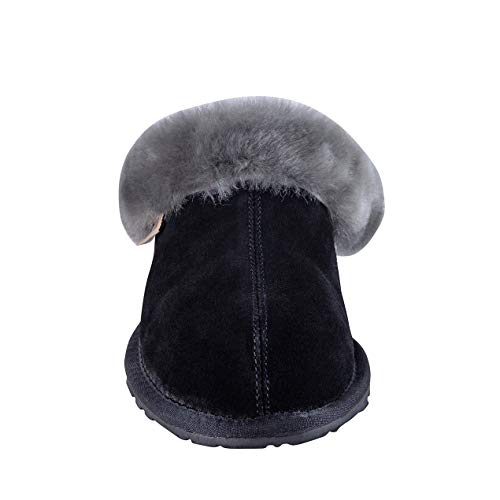 Slpr Women's Sheepskin Pinecrest Slippers (7 Us, Black): Soft Plush House Slippers, Natural Leather Upper Shoes For Home, Fur Slippers For Women, Comfortable Sheepskin Slips With Flexible Sole #TOP3