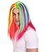 Rainbow Rapper Long Straight Wig, Rainbow Celebrity Breathable Capless Cap Designed Wigs