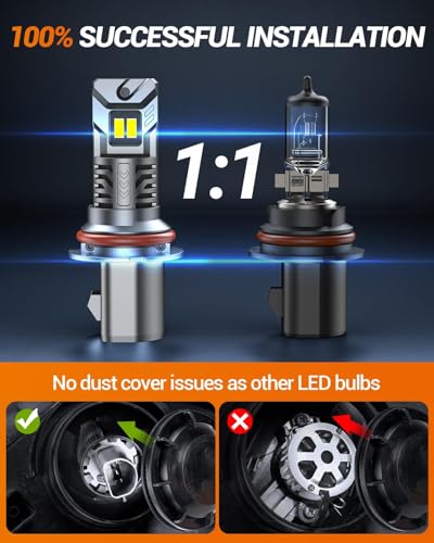 Image of SEALIGHT 9004 Light Bulbs, 1:1 Mini Size 28000LM HB1 Fog Bulbs with 14000RPM Cooling Fan, Plug-N-Play, Pack of 2