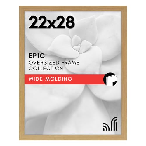 Americanflat 22x28 Poster Frame with Polished Plexiglass - Wide Picture Frames Made of Engineered Wood for Vertical or Horizontal Wall Display - Epic Collection - Pine