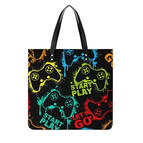Manette de jeu colorée shopper sac pour femmes grand tote bag imprimé