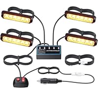 EYPINS 4X 6 LED Frontblitzer, 24W IP65 Blinklicht Warnlicht Warnleuchte Notfall Warnung Achtung Blitzer Dash Strobe Licht 8 Blinkmodi für 12/24V LKW, Truck, Traktor, Emergency, Gabelstapler | Orange