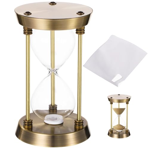 YOFAPA Reloj de arena vacío, temporizador de arena rellenable de bronce vintage con papel de reloj de arena, temporizador decorativo de reloj de arena con marco de aleación y vidrio, marco de reloj de