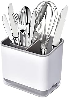 home magic Cutlery Utensil Holder Sinkware Caddy, 3 Compact Flatware Silverware Organizer Drainer, Grey Tableware Holder for Forks Knives and Spoons