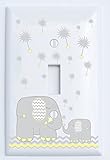 Single Toggle Yellow and Grey Dandelion Elephant Light Switch Plates Covers / Elephant Nursery Decor (Yellow Dandelion Elephant Swith Plate)