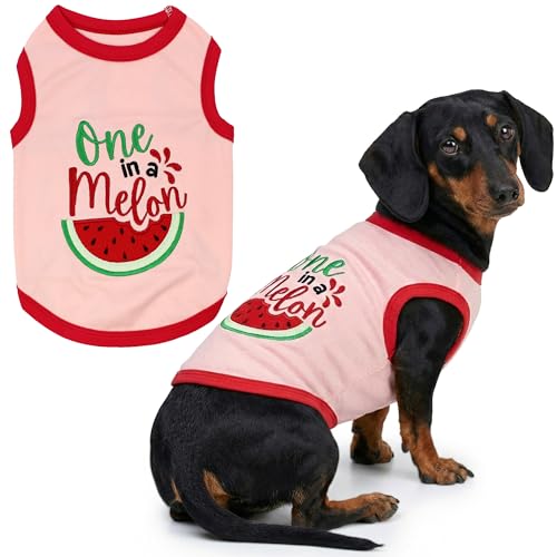 Parisian Pet Dog Shirt – 100% Cotton Shirts for Large Dogs – Pullover Sleeveless Puppy Vest – Breathable Cute Watermelon Pet Apparel – Pink Summer Dog Clothes - Stretchy T Shirts for Dogs by Parisian Pet - Used condition - US$11.01