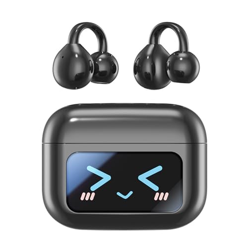 M100 Clip On Ear Headphones with Audio-Visual Future Touch Screen, Audio Wireless Headphones for Music & Phone Calls,Sport Waterproof 8. Sweatproof (Black)