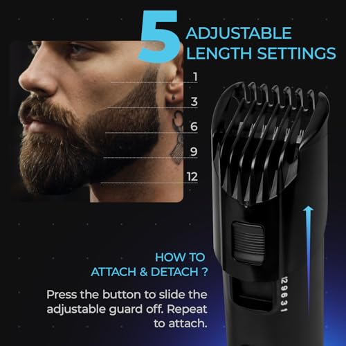 Trimfinity Ultimate Duo Beard & Body Trimmer for Men | Dual Head Trimmer for Face & Body Grooming All-in-One Groomer with Precision & Pivoting Blade Waterproof USB-C Fast Charging 90 Min Runtime, Gift for man