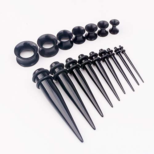 image for CABBE KALLO 50 Pcs 14G-00G Ear Stretching Kits Acrylic Tapers Plugs & 