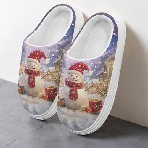 Slippers for Women Warm Flannel Thick Sole Slippers Holiday Decor 5-114