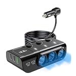 LIHAN 120W Car Splitter, 3 Cigarette Sockets Adapter, 5 USB, PD36W 8-in-1