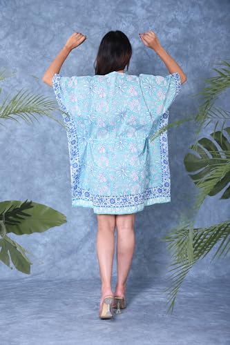 Cotton Hand Block Print Swimsuit Cover-up Beach Caftan Women's Print4