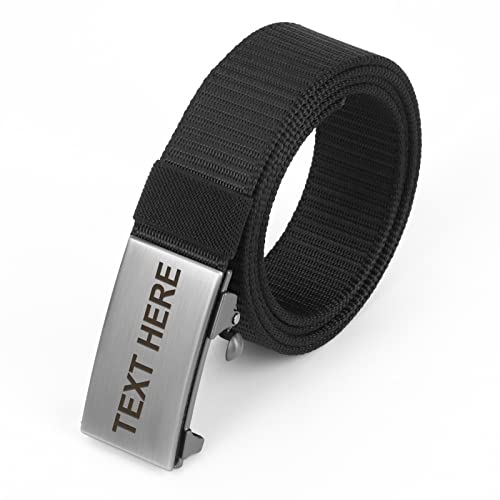 Personalized Men's Ratchet Web Belt, Custom Name Nylon Automatic Buckle Belt