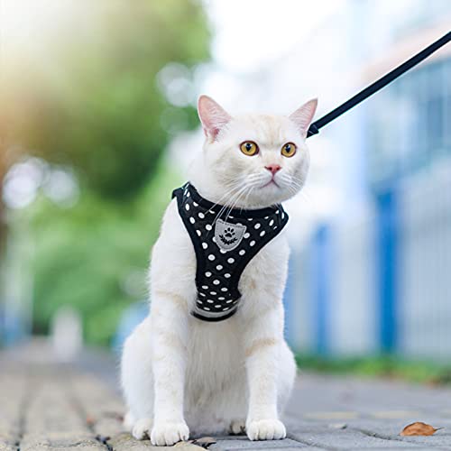SCENEREAL Durable Cat Harness with Leash Set Adjustable Dot Pattern Harness Free Choke Harness for Puppy and Cat Wearing - Image 7
