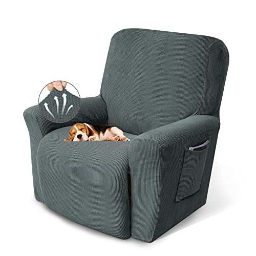 KEKUOU Recliner Chair Covers, 1-Piece Lazy Boy Recliner Covers,Grey