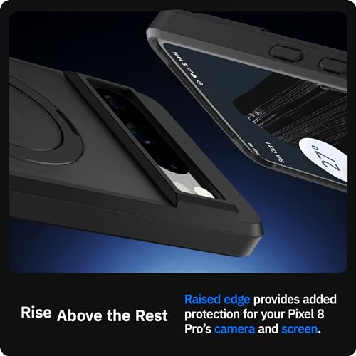 Coque Pixel 8 Pro noire mate haute résistance avec béquille et aimants JIC