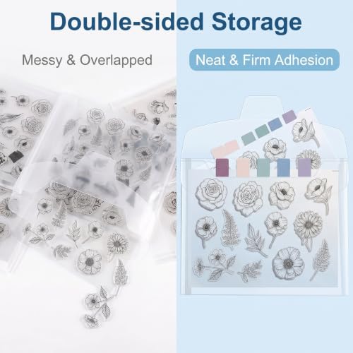 Image of 20 PCS Clear Stamps Storage Panels,Resealable Die Cut Storage Bag, White Plastic Stamps Organizer Panels, Clear Stamp Organizer Set for Die Cutting and Decorative (20PCS)