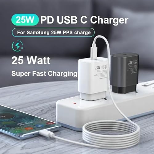 Image of 25 watt Charger Type c for Samsung 25W Charger Original Compatible with Samsung Galaxy Z Fold 5 /4 /3, Z Flip5 /4 /3, S24 /S24+ /S24 Ultra, S23 /S23+ /S23 Ultra /S23 FE S /A /M /F Series (White, Without Cable)