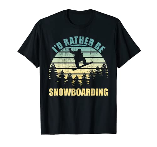 Vintage Snowboarder Atardecer I'd Rather Be Snowboard Camiseta