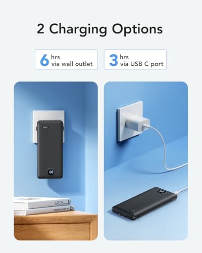 VRURC 10000mAh 22.5W Portable Charger, AC Plug & Built-in Cables,Black | Slim battery pack ,PD 20W fast charging, for business travel,compatible with iPhone & Samsung - Image 5