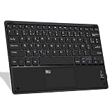 Rii BT11 Clavier sans Fil Ultra Fin Bluetooth AZERTY avec Touchpad de Multi-Fonction pour Windows, Linux/UbuntuMac/iOS(Pas la Fonction de Touchpad), Android, Tablette, Smartphone