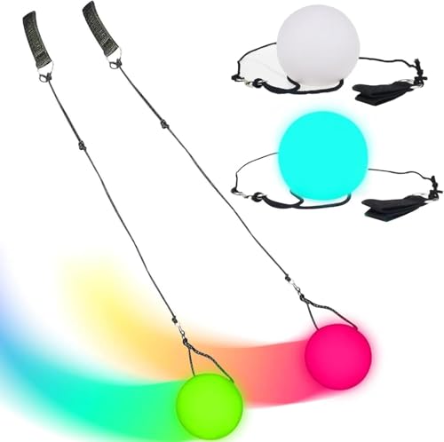 OFKPO 2 pcs LED Boule Lumineuse, Multicolores Lumineuses Balls Lent Fondu de Couleur pour Les Accessoires de Main de Danse du Ventre Nuit, Outil de Sports