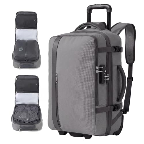 Fanwoli Rolling Vacuum Backpack Travel,One-Button Compression,TSA Carry-On