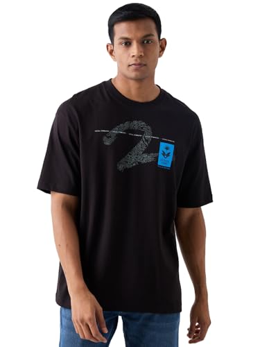 Image of Spykar Men's Oversized Round Neck Half Sleeve Solid Casual T-Shirt