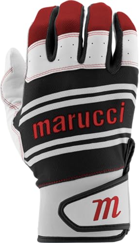 Marucci Swift LITE Adult Batting Gloves, Black/RED, Adult Large