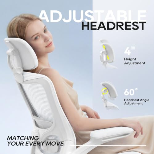 Image of Ergonomic Office Chair for Long Hours, Padded Lumbar Support for Lower Back Relief, 330 lb Capacity, Comfortable Computer Desk Chair for Home Office, Work & Study