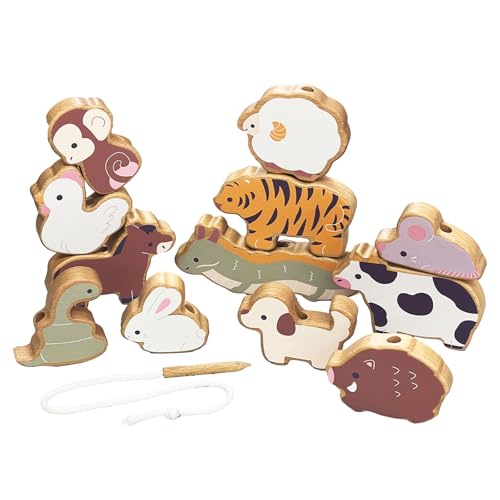 Edut? エデュテ バランスビーズ干支 知育玩具 木のおもちゃ 木製 バランスゲーム 積み木 紐通し 赤ちゃん 1歳 1歳半 2歳 誕生日プレゼント 男の子 女の子 クリスマスプレゼント