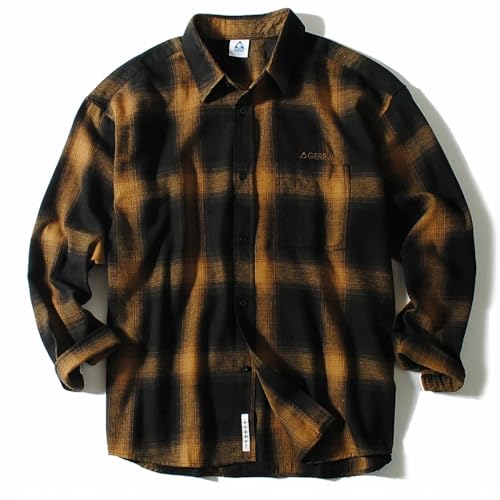 [Gerry] ジェリー オンブレ チェック シャツ 長袖 リラックスフィット メンズ ネルシャツ (XL, ブラウン)のサムネイル