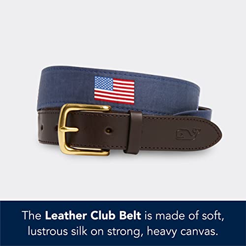 Vineyard Vines Men's Leather American Flag Club Belt, Vineyard Navy, 42 #TOP1