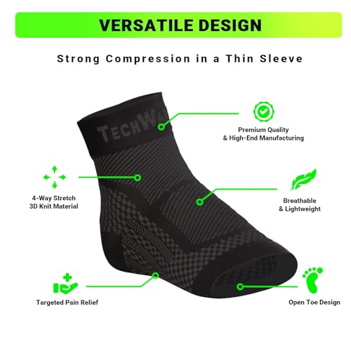 techware pro ankle brace compression sleeve - plantar fasciitis sock relieves achilles tendonitis foot arch support reduces joint pain swelling amp heel spur pain injury recovery braces for sports