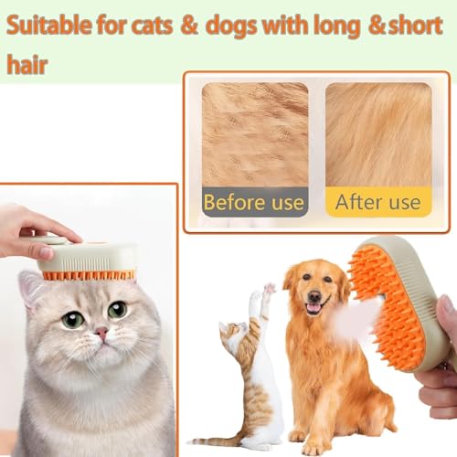 Image of 4-in-1 Cat & Dog Grooming Mist Steam Brush - Electric Pet Shedding Comb with Spray, Massage, and Cleaning - Anti-Hair Loss, Soft Silicone Bristles - for All Fur Types